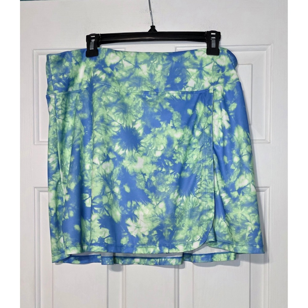 Dink Up Blue Lime Green Tie Dye Pickleball Skort Womens XL Activewear‎ Skirt